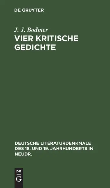 Vier Kritische Gedichte (English, J. J. Bodmer)