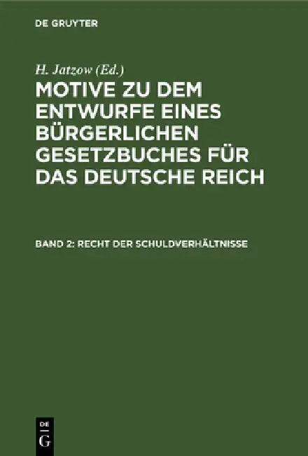 Recht Der Schuldverhältnisse (English, H. Jatzow)
