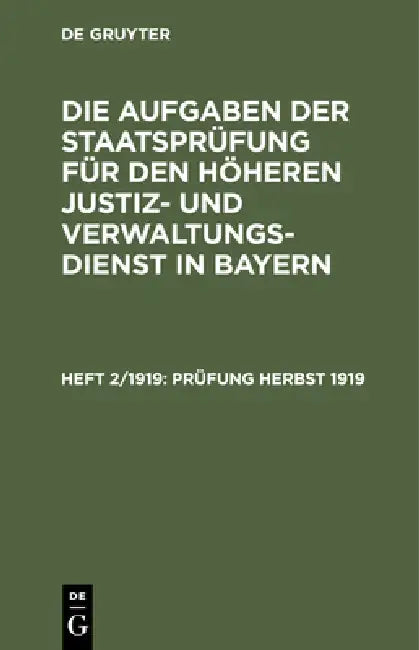 Prüfung Herbst 1919 (English, No Contributor)