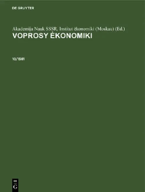Voprosy Ekonomiki. 10/1981 (English, Akademija Nauk Sssr Institut Ekonomiki ()