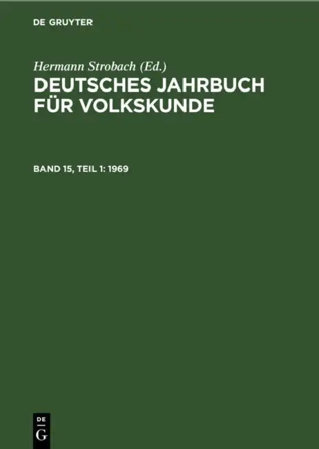1969 (English, Institut Für Deutsche Volkskundean Der D | Hermann Strobach)