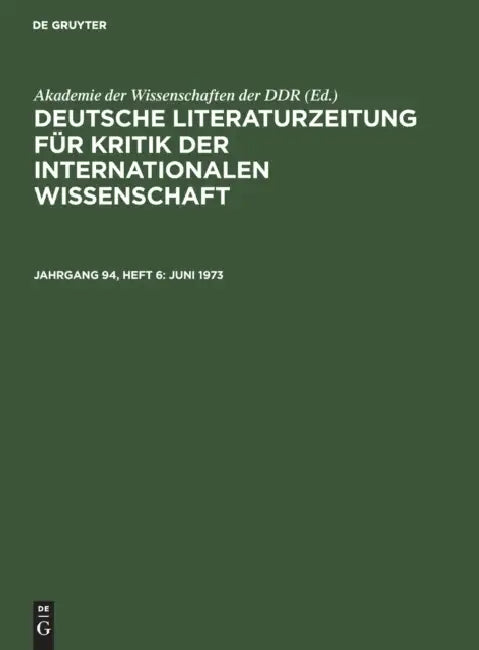 Juni 1973 (English, Akademie Der Wissenschaften Der Ddr)