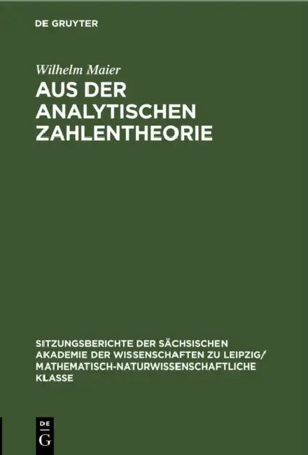 Aus Der Analytischen Zahlentheorie (English, Wilhelm Maier)