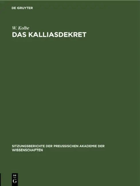 Das Kalliasdekret (English, W. Kolbe)