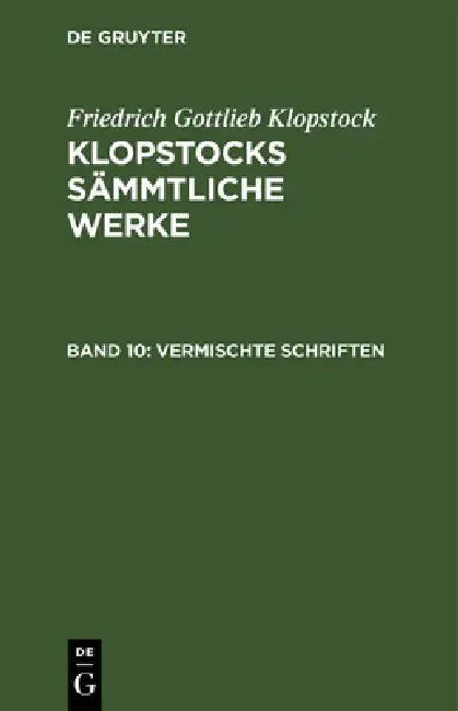 Vermischte Schriften (English, Friedrich Gottlieb Klopstock)