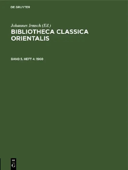 1960 (English, Institut Für Griechisch-Römische Altertu | Johannes Irmsch)