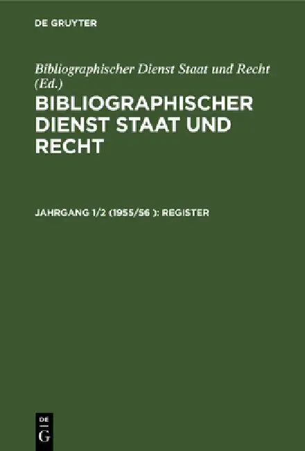Register (English, Bibliographischer Dienst Staat Und Recht)