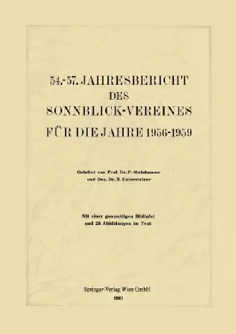 54.-57. Jahresbericht Des Sonnblick-Vereines Für Die Jahre 1956-1959 (English, Ferdinand Steinhauser | N. Untersteiner)