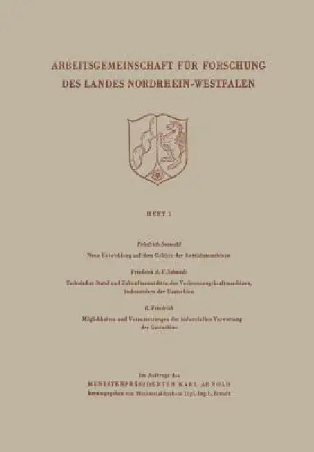 Arbeitsgemeinschaft Für Forschung Des Landes Nordrhein-Wesfalen (English, Friedrich Seewald)