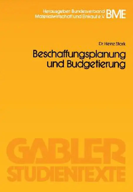 Beschaffungsplanung Und Budgetierung (English, Heinz Stark)