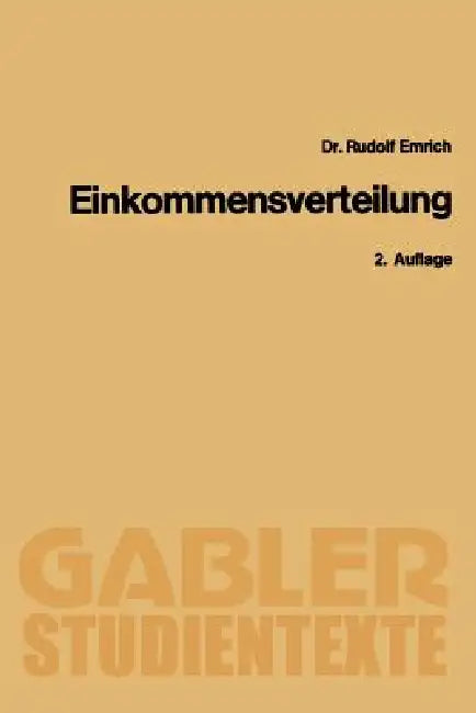 Theorie Der Einkommensverteilung (English, Rudolf Emrich)