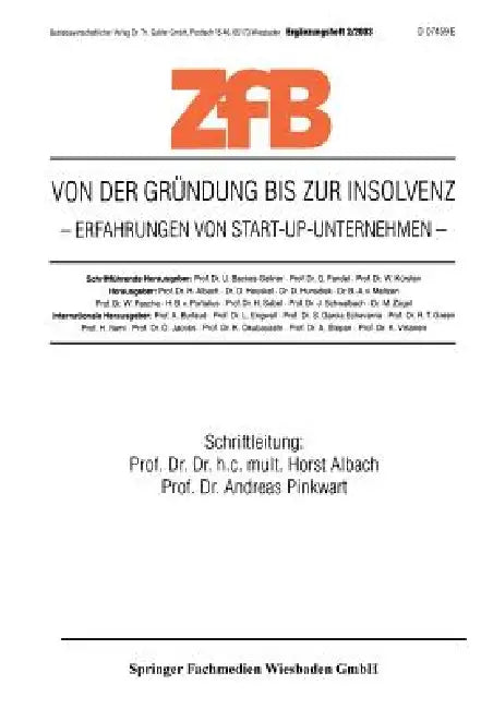 Von Der Gründung Bis Zur Insolvenz Erfahrungen Von Start-Up-Unternehmen (English, Horst Albach | Andreas Pinkwart)