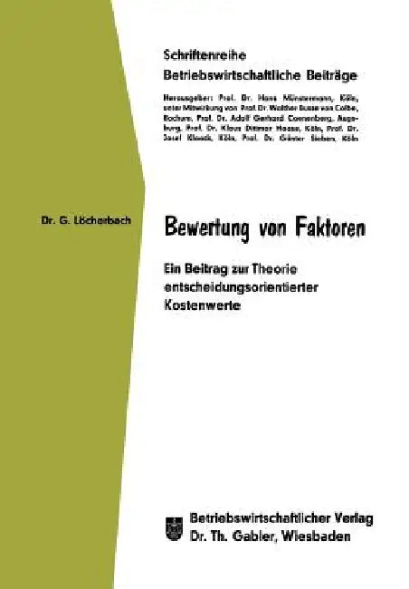 Bewertung Von Faktoren (English, Gerhard Löcherbach)