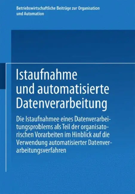 Istaufnahme Und Automatisierte Datenverarbeitung (English, Kenneth A. Loparo)