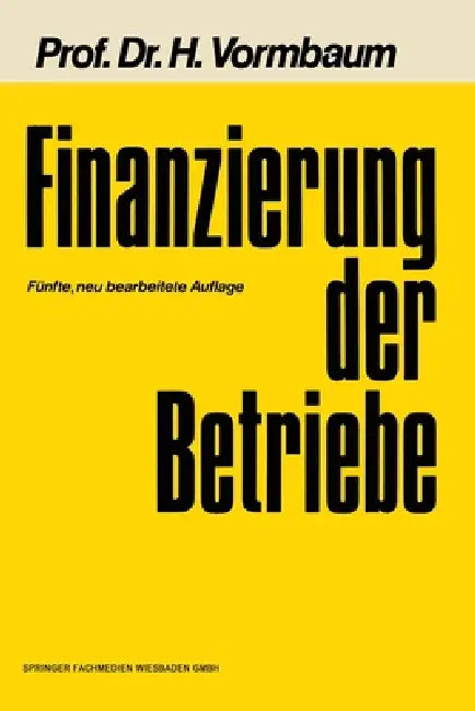 Finanzierung der Betriebe (English, Herbert Vormbaum)