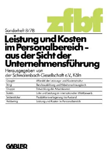 Leistung Und Kosten Im Personalbereich (English, Kenneth A. Loparo)