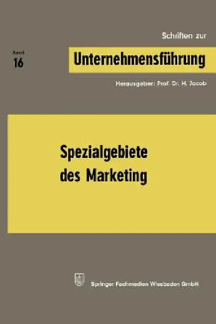 Spezialgebiete Des Marketing (English, Prof Dr H. Jacob)