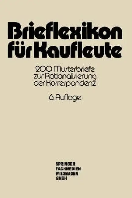 Brieflexikon Für Kaufleute (English, Springer Fachmedien)