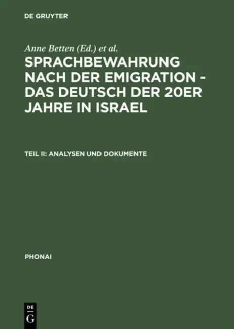 Analysen und Dokumente (English, Anne Betten | Miryam Du-Nour | Monika Dannerer)