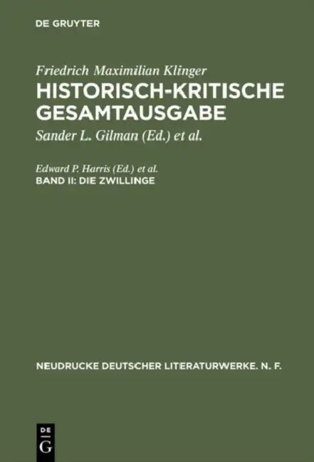Historisch-Kritische Gesamtausgabe, Band II, Die Zwillinge (English, Friedrich Maximilian Klinger)
