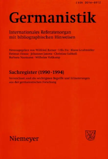 Germanistik, Sachregister (1990-1994) (English, Johannes Janota | Jorg Kilian | Klaus Grubmuller)