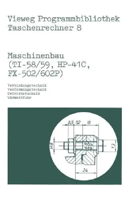 Maschinenbau (Ti-58/59, Hp-41 C, Fx-502/602 P) (English, Helmut Alt | Harald Schumny)