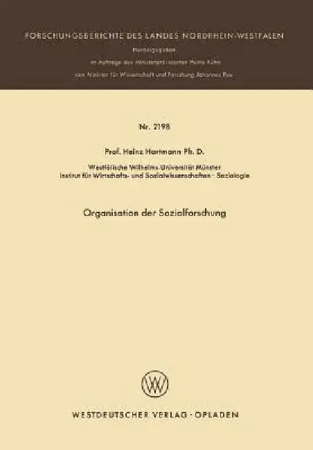 Organisation Der Sozialforschung (English, Heinz Hartmann)