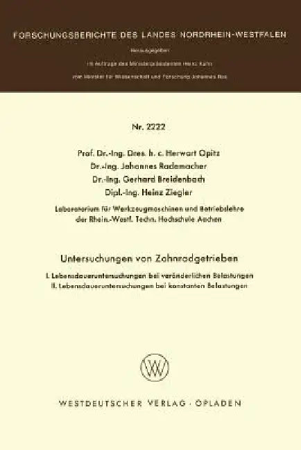 Untersuchungen an Zahnradgetrieben (English, Herwart Opitz)