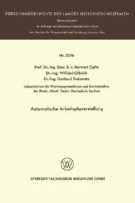 Automatische Arbeitsplanerstellung (English, Herwart Opitz)