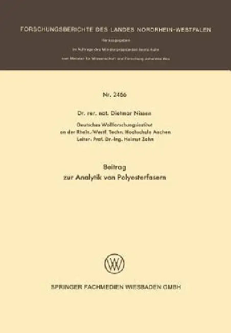 Beitrag Zur Analytik Von Polyesterfasern (English, Dietmar Nissen)