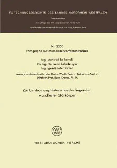 Zur Umströmung Hintereinander Liegender, Wandfester Störkörper (English, Manfred Balkowski)