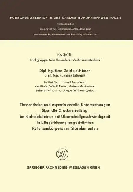 Theoretische Und Experimentelle Untersuchungen Über Die Druckverteilung Im Nahefeld Eines Mit Übersc (English, Hans-Gerd Neuhäuser)