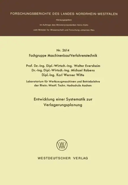 Entwicklung Einer Systematik Zur Verlagerungsplanung (English, Walter Eversheim)