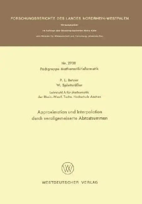 Approximation Und Interpolation Durch Verallgemeinerte Abtastsummen (English, Paul L. Butzer)