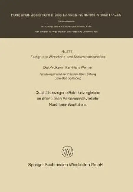 Qualitätsbezogene Betriebsvergleiche Im Öffentlichen Personennahverkehr Nordrhein-Westfalens (English, Karl-Hans Weimer)