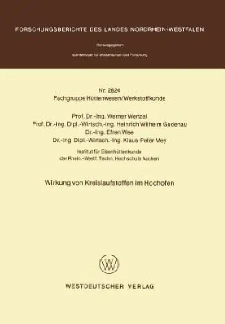 Wirkung Von Kreislaufstoffen Im Hochofen (English, Werner Wenzel)