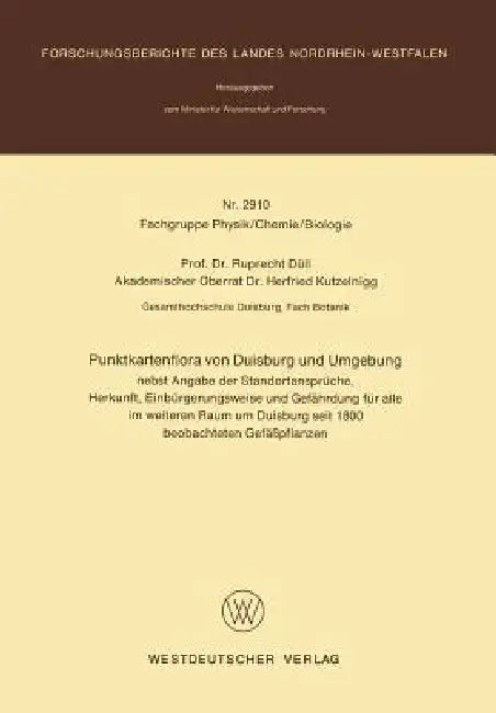 Punktkartenflora Von Duisburg Und Umgebung (English, Ruprecht Düll)
