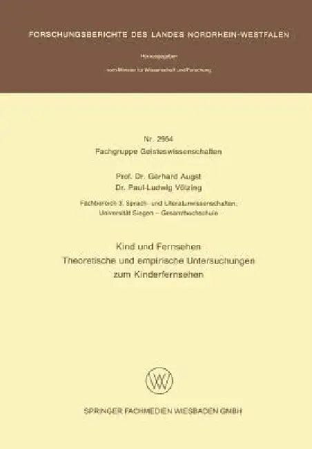 Kind Und Fernsehen (English, Gerhard Augst)