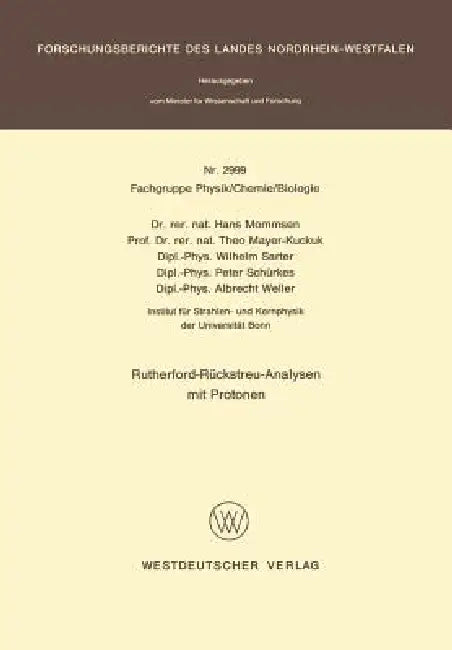 Rutherford-Rückstreu-Analysen Mit Protonen (English, Hans Mommsen)