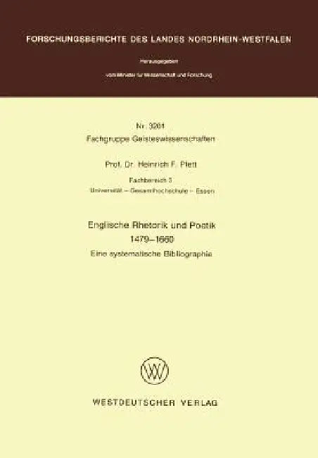 Englische Rhetorik Und Poetik 1479 - 1660 (English, Heinrich F. Plett)