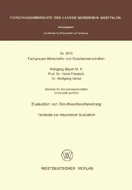 Evaluation Von Berufswahlvorbereitung (English, Wolfgang Beywl)