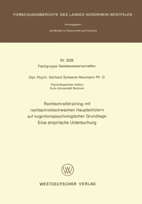 Rechtschreibtraining Mit Rechtschreibschwachen Hauptschülern Auf Kognitionspsychologischer Grundlage (English, Gerheid Scheerer-Neumann)