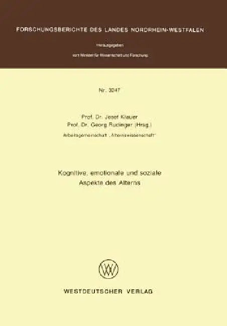 Kognitive, Emotionale Und Soziale Aspekte Des Alterns (English, Josef Klauer | Georg Rudinger)
