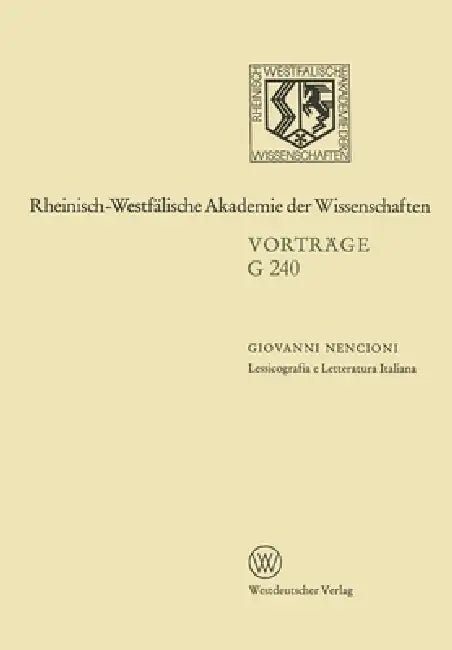 Lessicografia e Letteratura Italiana (English, Giovanni Nencioni)