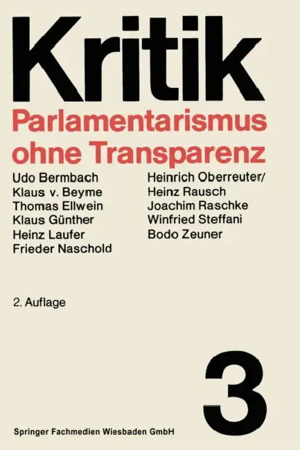 Parlamentarismus Ohne Transparenz (English, Prof Dr Winfried Steffani)