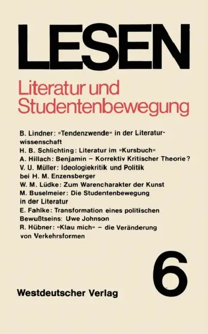 Literatur Und Studentenbewegung (English, W. Martin)