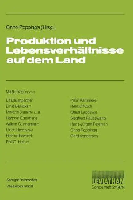 Produktion Und Lebensverhältnisse Auf Dem Land (English, Onno Popping)