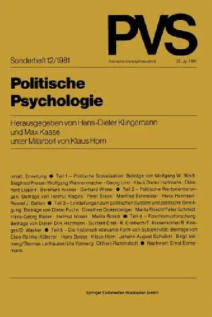 Politische Psychologie (English, Hans-Dieter Klingemann | Max Kaase)