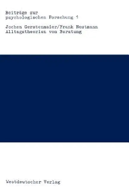Alltagstheorien Von Beratung (English, Jochen Gerstenmaier)