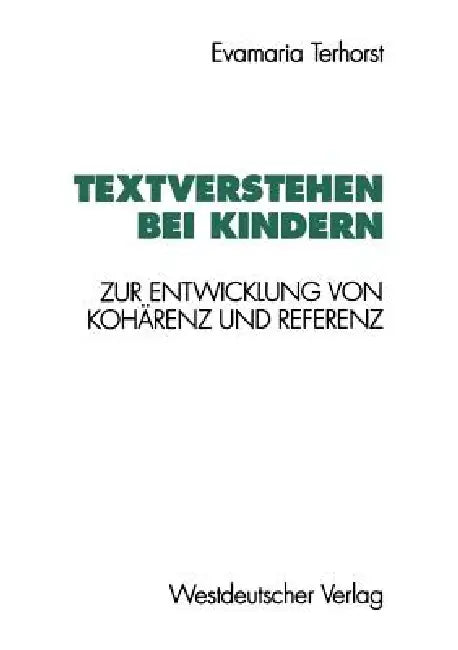 Textverstehen Bei Kindern (English, Evamaria Terhorst)